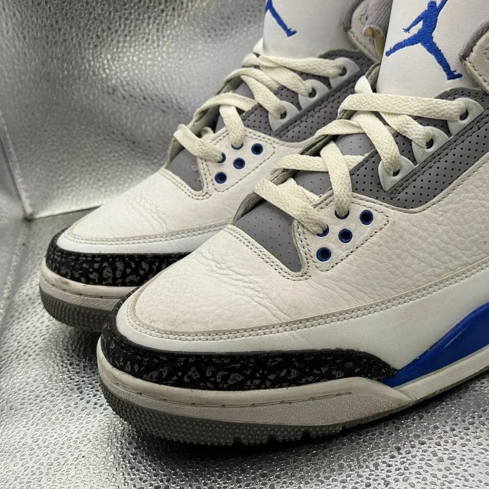 Size 10 Nike Air‎ Jordan 3 Retro White Racer Blue Black Mens Sneaker CT8532-145